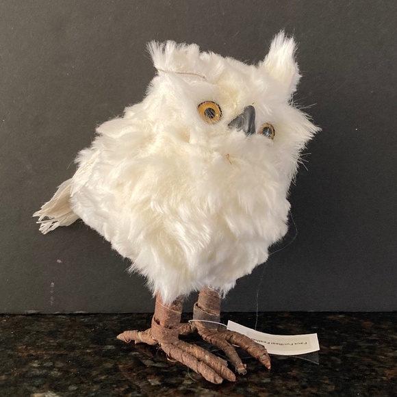 Set of 3 Snowy White Owls/Faux Fur & Real Feathers/Winter/Holiday/NEW! - Picture 2 of 5